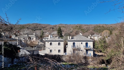 monodedri village in ioannina perfecture greece photo