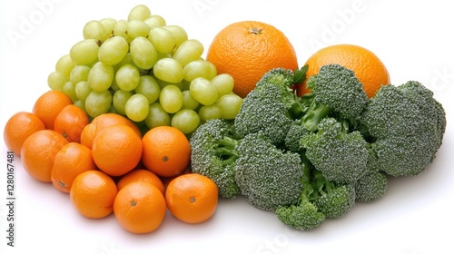 A selection of vibrant fruits and vegetables on a white background, showcasing freshness and promoting healthy livingeaf2652b13f1