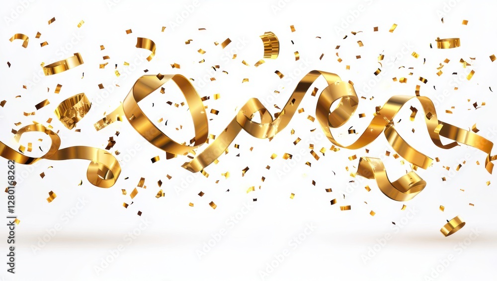 Golden Streamers and Confetti in Mid-Air Celebrating Special Occasions and Making Festive Moments Unforgettable for Parties or Events Golden Streamers and Confetti in Mid-Air Celebrating Special Occasions and Making Festive Moments Unforgettable for Parties or Events
