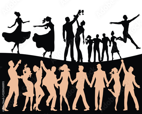 Joyous Celebration Silhouette Collection Vector Template