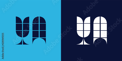 YA logo design with tile shape. Minimalist and modern vector illustration design suitable for business or brand