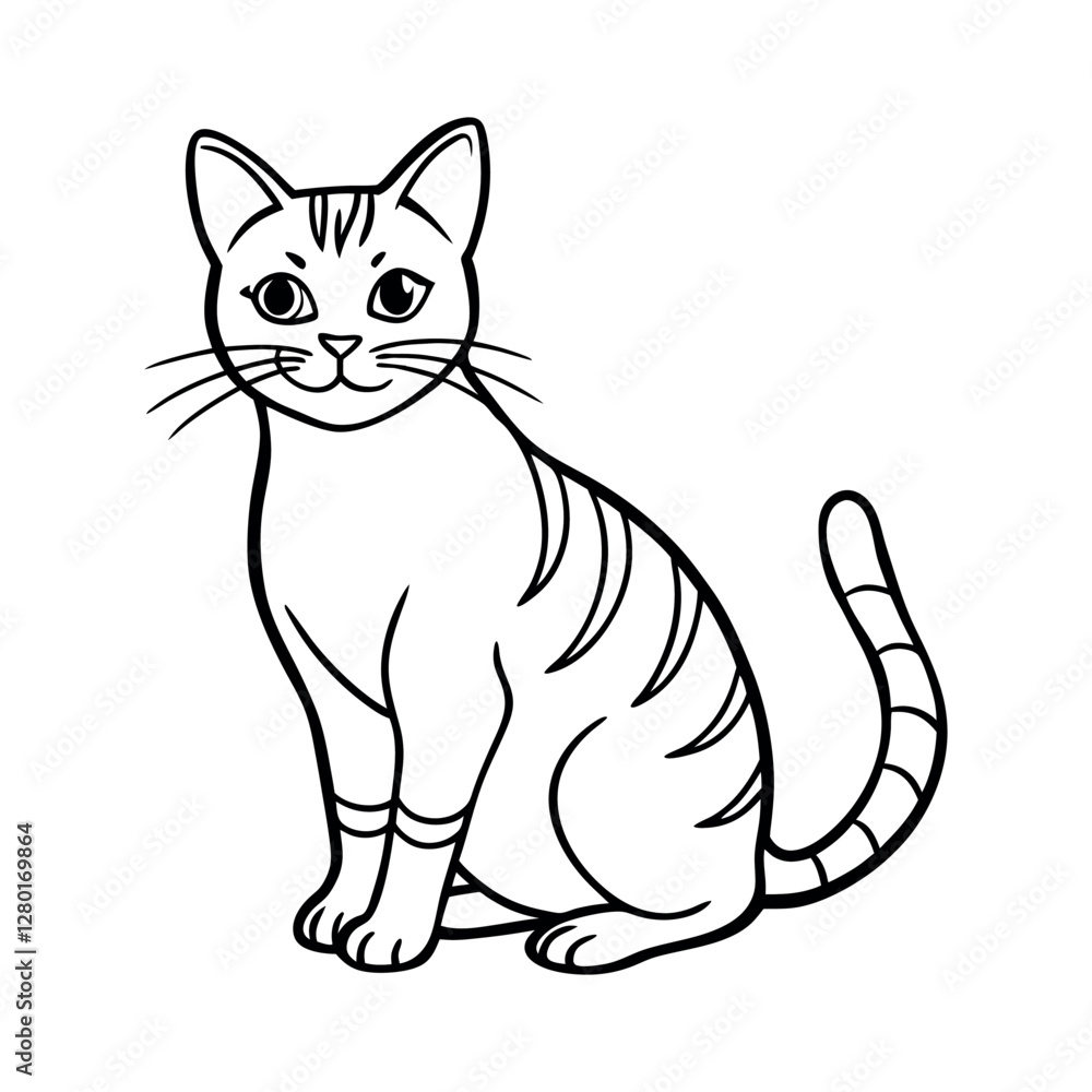 Simple Sketch: Classic Tabby Line Art Simple Sketch: Classic Tabby Line Art