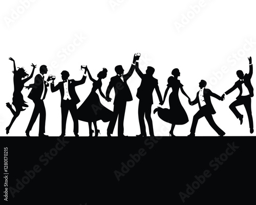 Silhouette Collection of Celebrating People