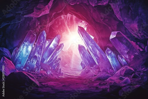 Crystal Cave Entrance, Sunlight, Mystical, Fantasy