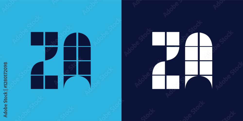Fototapeta premium ZA logo design with tile shape. Minimalist and modern vector illustration design suitable for business or brand