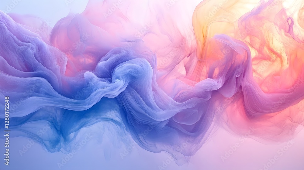 Colorful smoke swirls on blue background in abstract artistic expression of ink flow Colorful smoke swirls on blue background in abstract artistic expression of ink flow