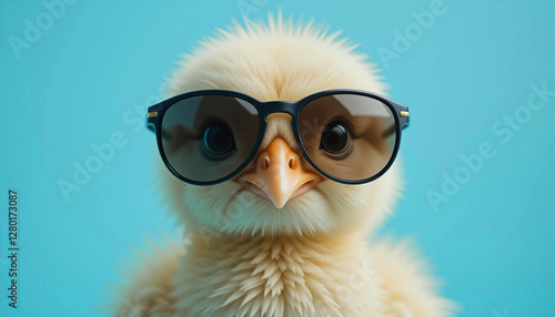 Ultra close portrait of a stylish chick in bold aviator sunglasses