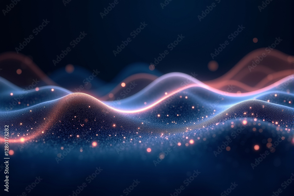 Obraz premium A dynamic AI data stream background with glowing particles, abstract patterns, and futuristic flowing digital elements...
