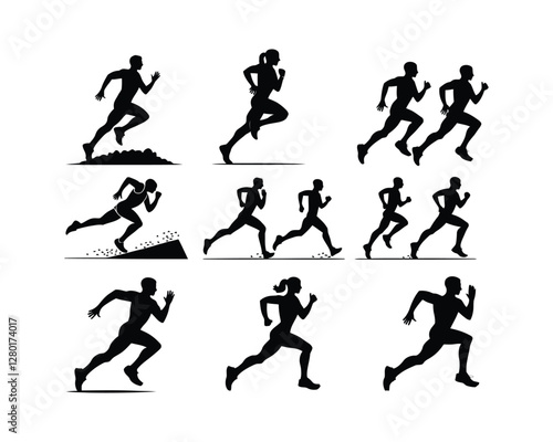 Wallpaper Mural Silhouette Collection Vector Template of Runners Striding Torontodigital.ca
