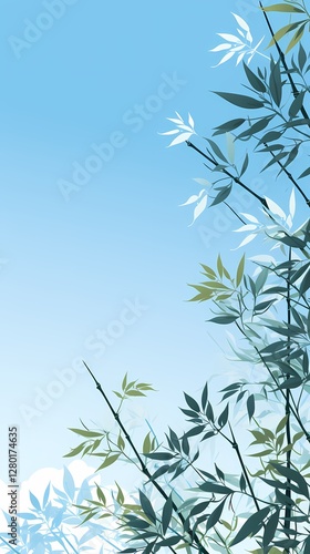 Blue and white pillar elements decorate poster background
