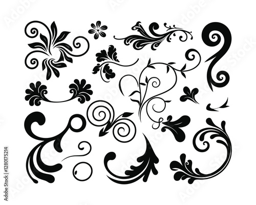 Clean Swirl Silhouette Collection Vector Template