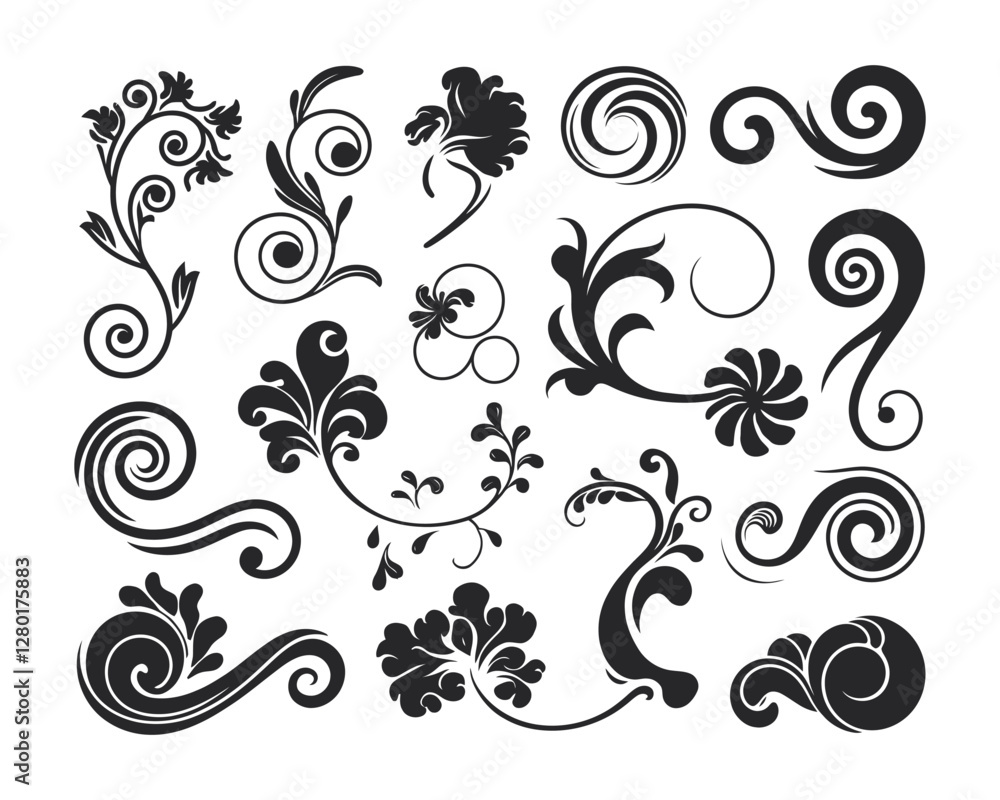 Elegant Spiral Swirl Silhouette Vector Template Elegant Spiral Swirl Silhouette Vector Template