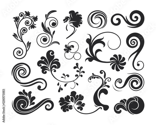 Wallpaper Mural Elegant Spiral Swirl Silhouette Vector Template Torontodigital.ca