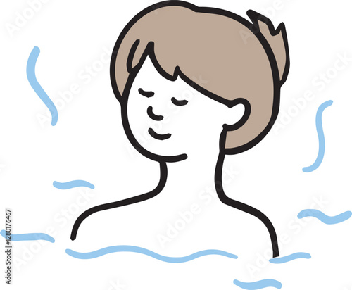 温泉に入っている女性 / onsen hot spring woman