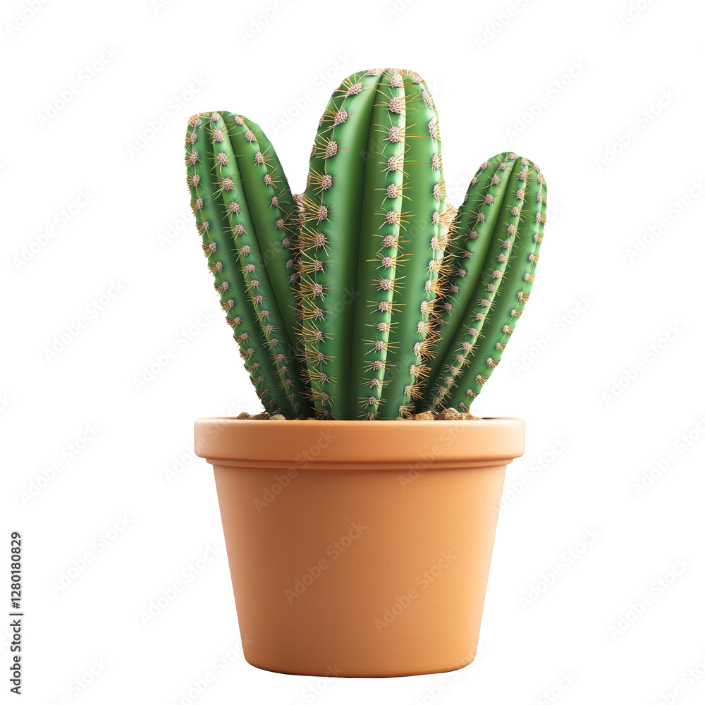 Green cactus plant in a clay pot isolate on transparent background Green cactus plant in a clay pot isolate on transparent background