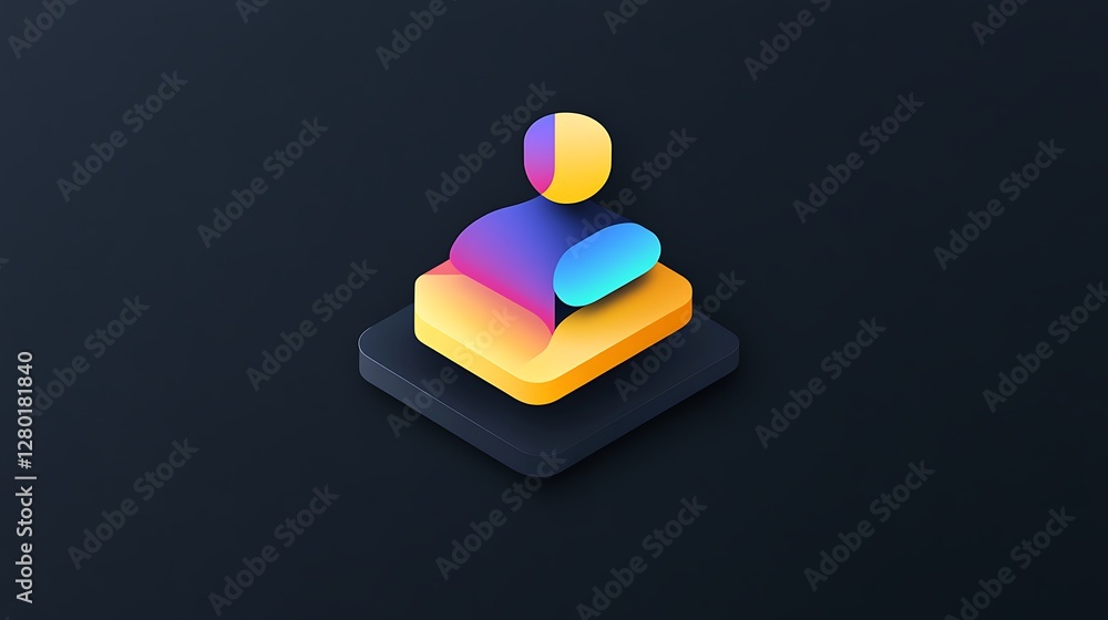Vibrant 3D Render of an Abstract User Icon on Dark Background AI Generated Vibrant 3D Render of an Abstract User Icon on Dark Background AI Generated