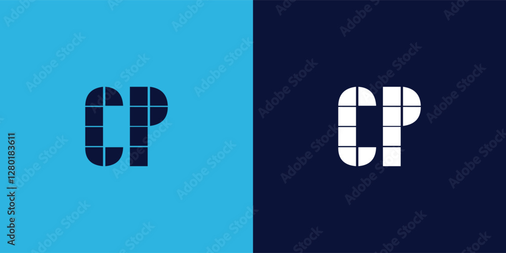 Obraz premium CP logo design with tile shape. Minimalist and modern vector illustration design suitable for business or brand