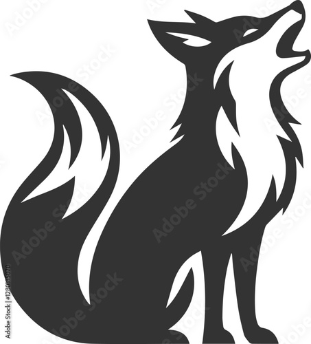 A fox howling fiercely as if warning someone vector silhouette