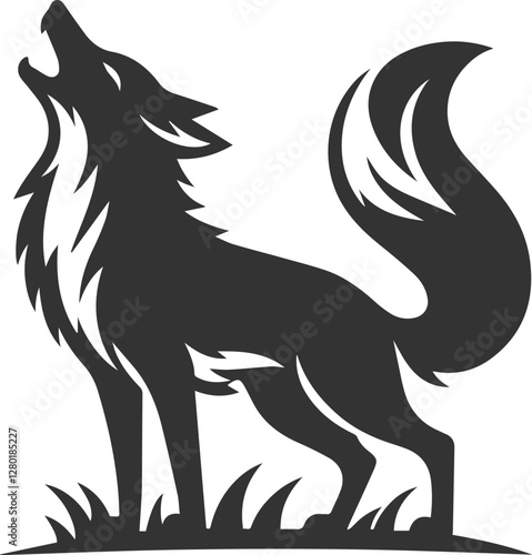 A fox howling fiercely as if warning someone vector silhouette