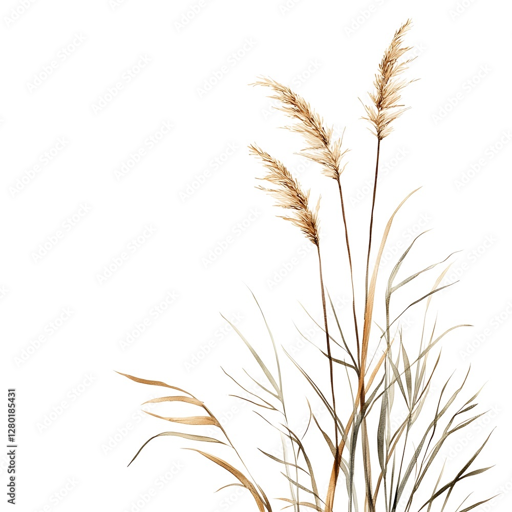 Fototapeta premium Pampas grass isolated on white background.