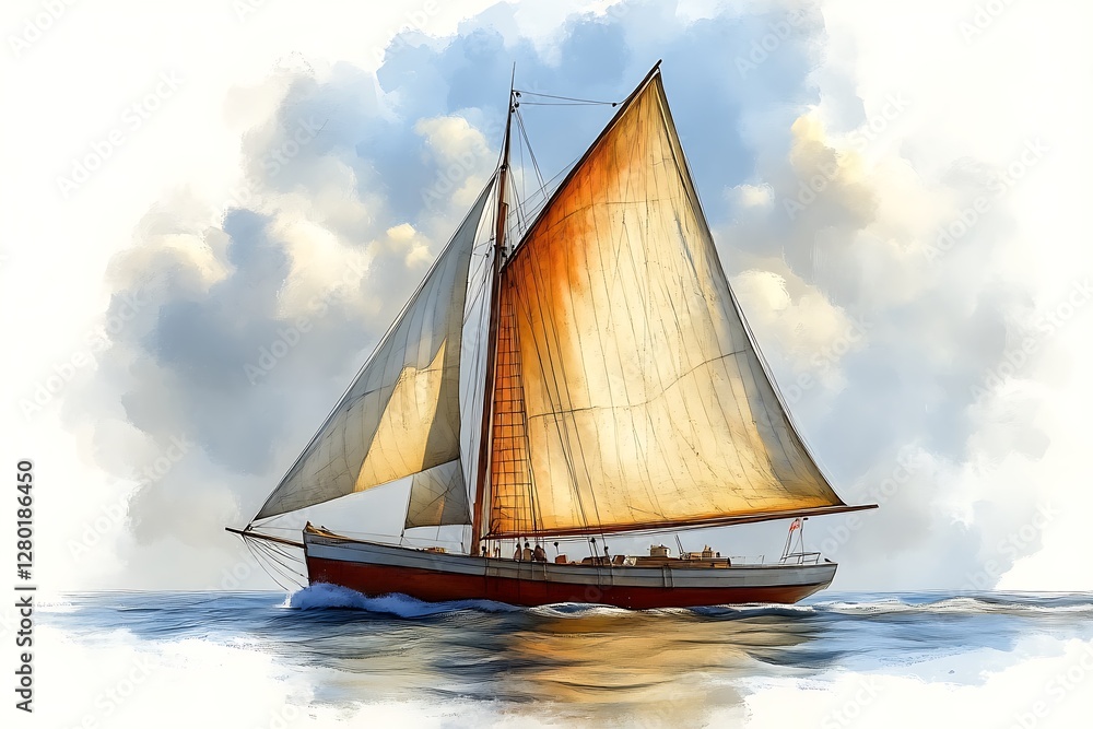 Fototapeta premium Sailboat against a beautiful landscape