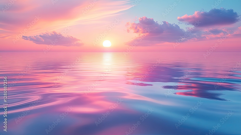 Serene sunset over tranquil ocean; peaceful reflection; beautiful nature; for wallpapers, backgrounds, or inspirational images Serene sunset over tranquil ocean; peaceful reflection; beautiful nature; for wallpapers, backgrounds, or inspirational images