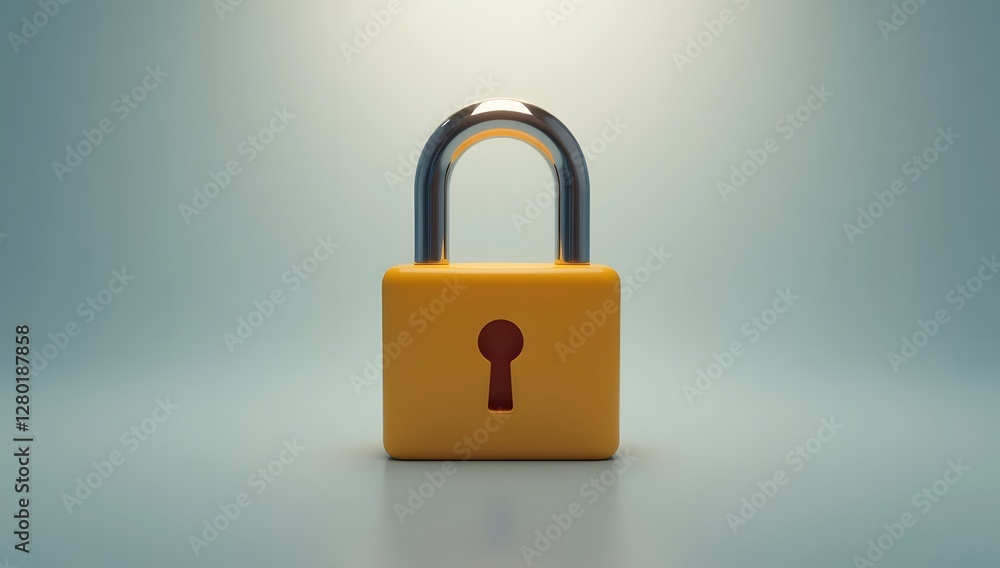 Fototapeta premium A steel padlock icon, locked for secure protection
