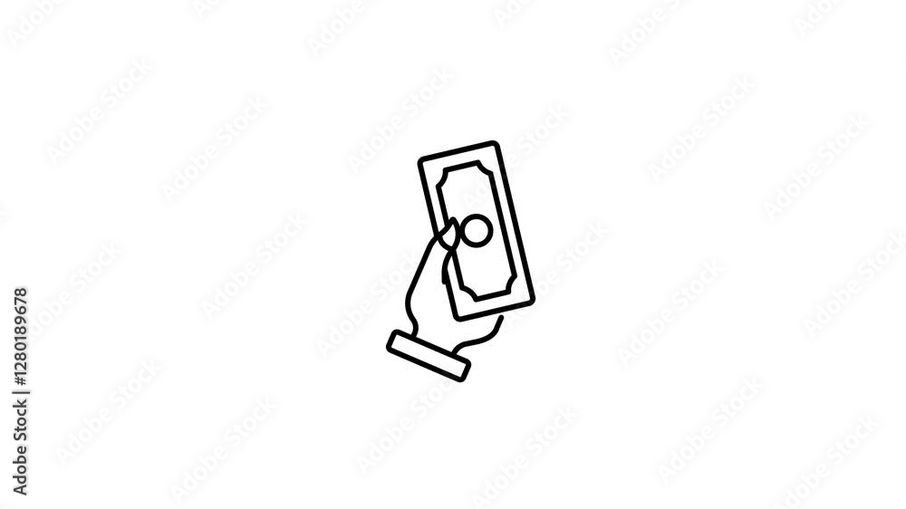 Cash payment money animated icon in line style,giving money concept Cash payment money animated icon in line style,giving money concept