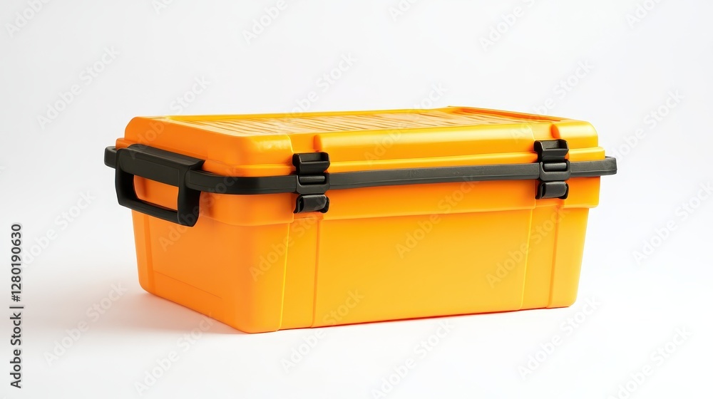 Bright Orange Plastic Storage Container with Black Clasps Bright Orange Plastic Storage Container with Black Clasps