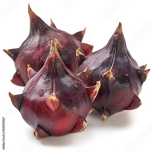 Purple Garlic Bulbs Isolated on White Background Clipping Path photo