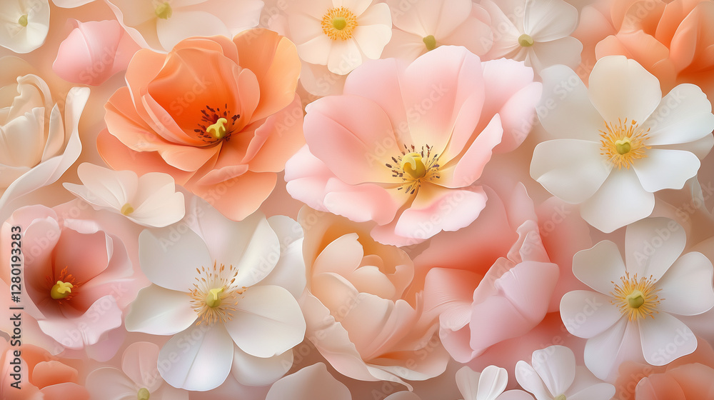Soft pastel floral background with delicate petals Soft pastel floral background with delicate petals