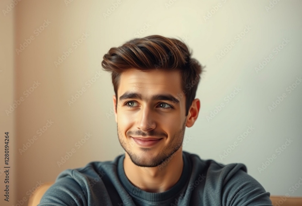 Obraz premium Portrait of a relaxed male with thick brows