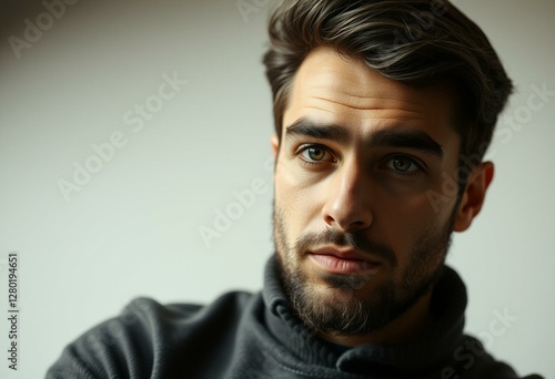 Photorealistic natural light portrait of a male person