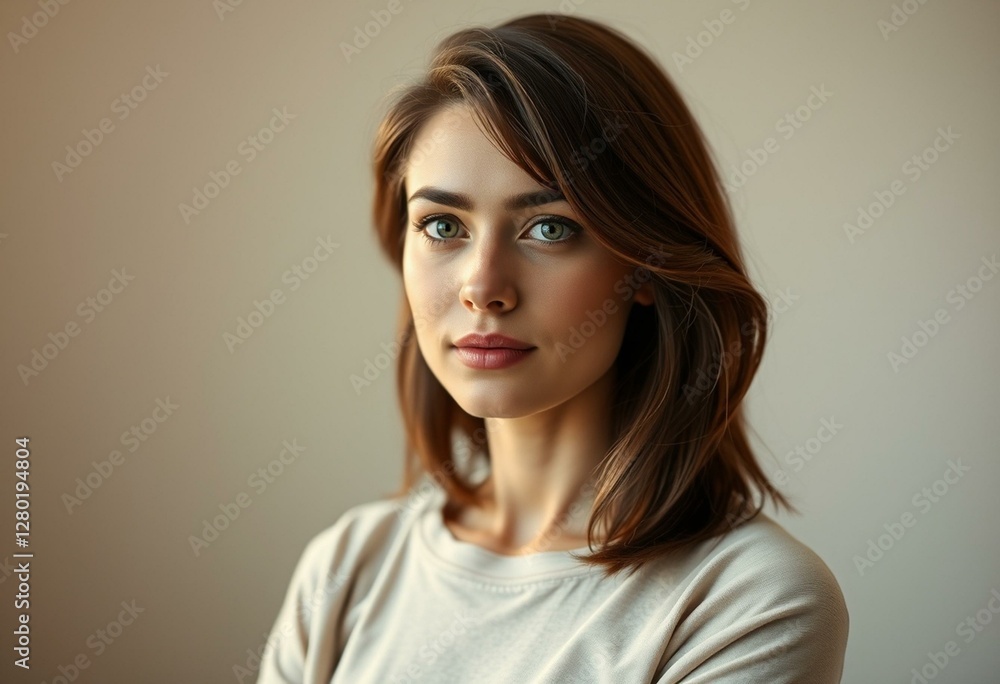 Photorealistic portrait of a woman with thick brows Photorealistic portrait of a woman with thick brows