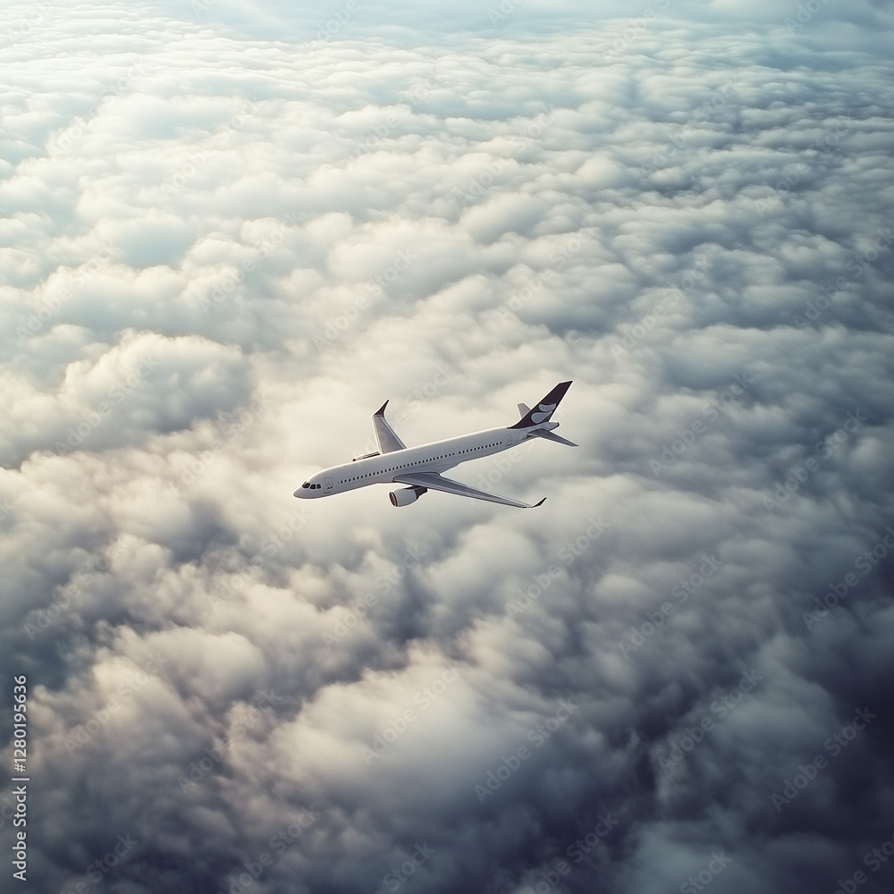 Airplane flying above clouds Airplane flying above clouds
