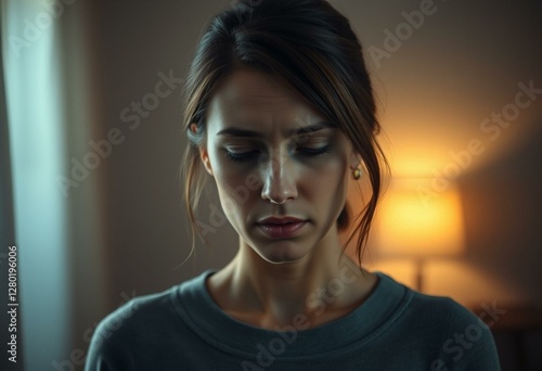 A female portrait with a mix of shame and embarrassment