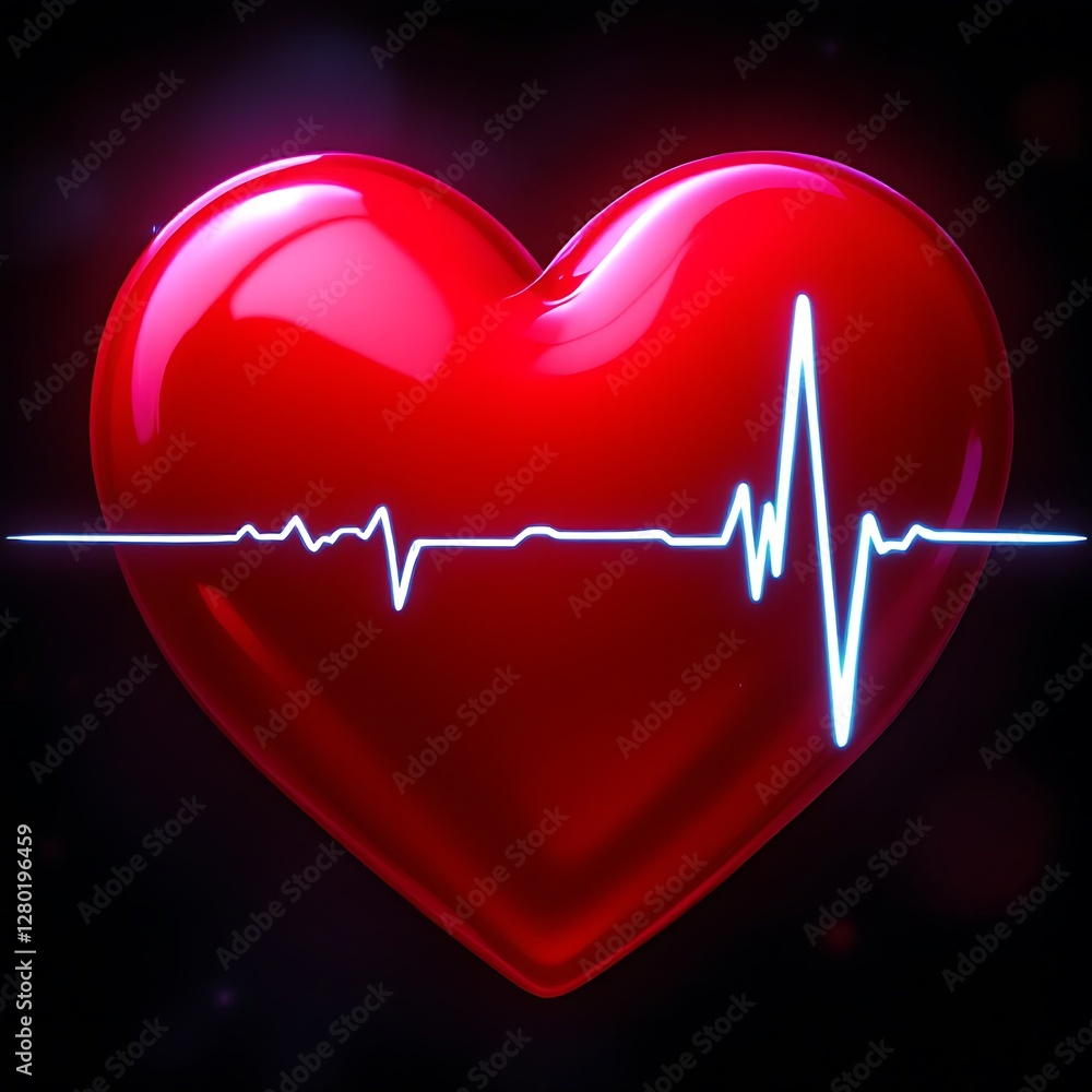 Vibrant Red Heartbeat Signal on Sleek Dark Backdrop Symbolizing Health and Vitality of Life Vibrant Red Heartbeat Signal on Sleek Dark Backdrop Symbolizing Health and Vitality of Life