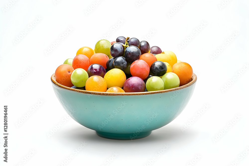 An overflowing bowl of mixed colorful grapes creating a vibrant display An overflowing bowl of mixed colorful grapes creating a vibrant display
