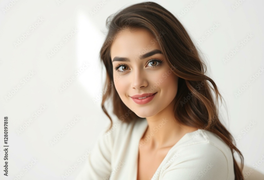 Photorealistic portrait of a female with thick brows Photorealistic portrait of a female with thick brows