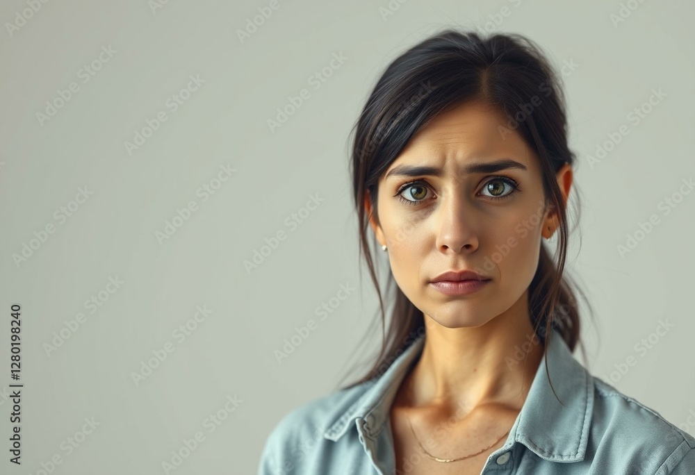 Female portrait in a neutral background with soft lighting Female portrait in a neutral background with soft lighting
