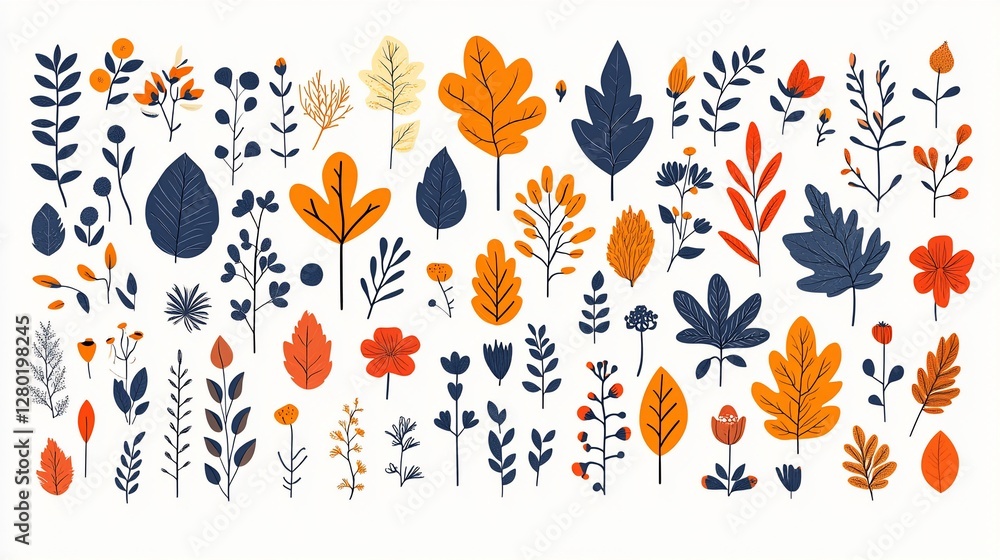Autumn floral and leaf elements collection. Autumn floral and leaf elements collection.