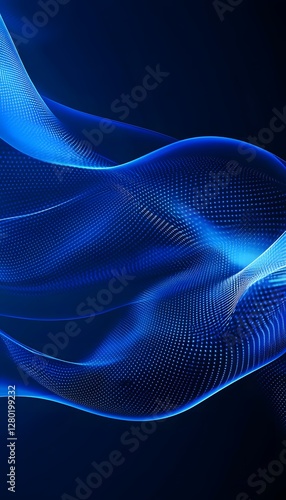 Abstract representation of blue flowing lines with small white dots