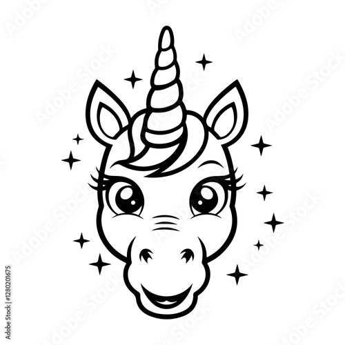 Unicorn head silhouette vector style art illustration