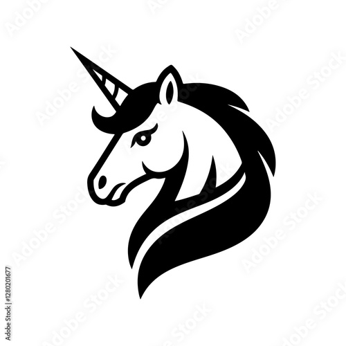 Unicorn head silhouette vector style art illustration