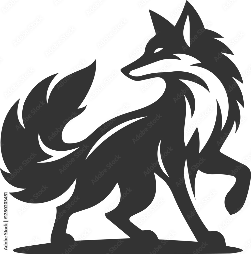 Obraz premium A fox in a battle stance, ears pulled back vector