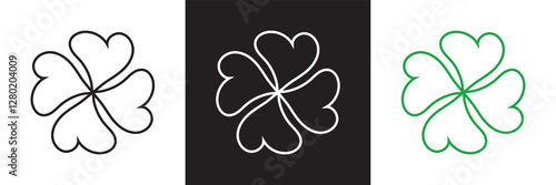 Good luck four leaf clover icon .  isolated on white and black background. Vector illustration. EPS 10