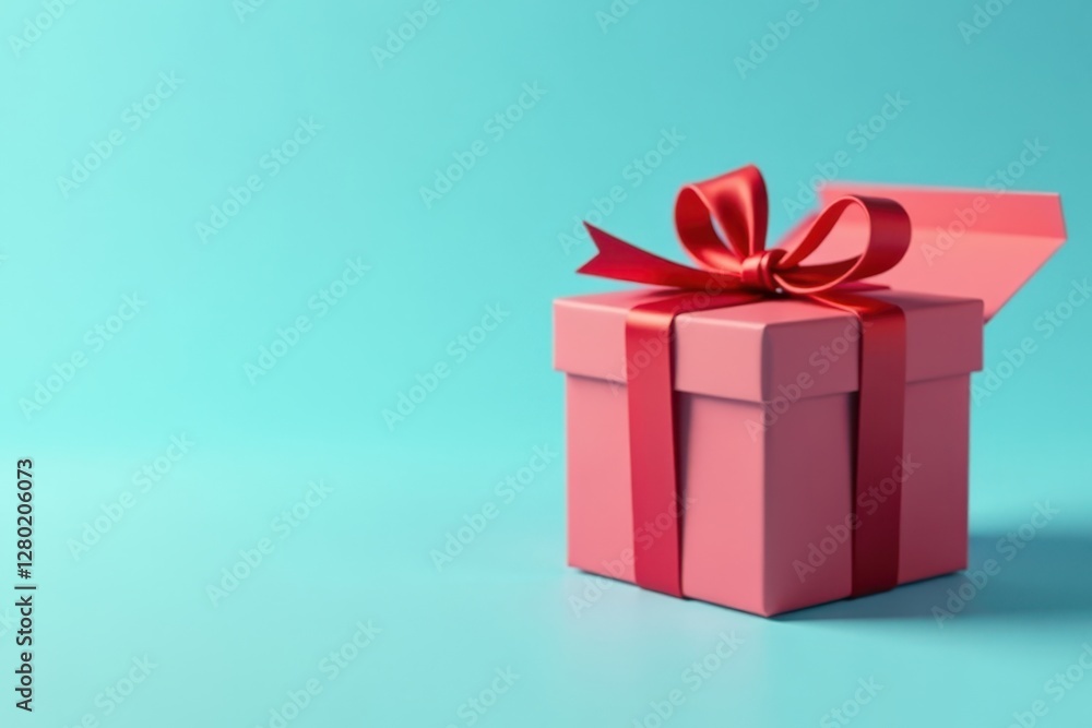 Open red gift box with red bow, pastel blue background Valentine's/birthday gift , pastel blue, backdrop, cute Open red gift box with red bow, pastel blue background Valentine's/birthday gift , pastel blue, backdrop, cute