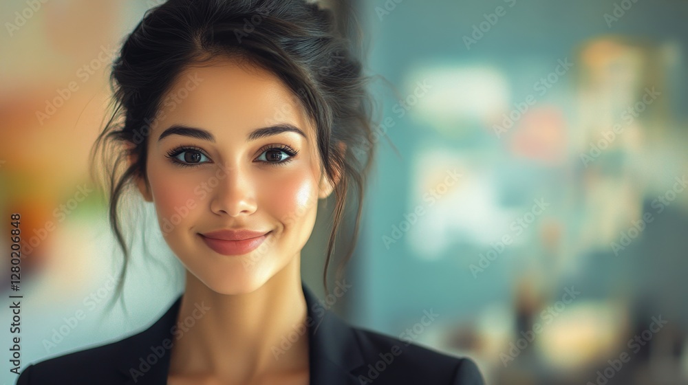 Confident Radiant Hispanic Business Woman in Professional Setting Confident Radiant Hispanic Business Woman in Professional Setting