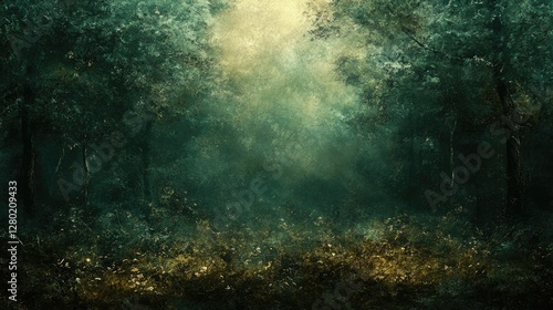 Mystical forest, sunlit path, ethereal beauty, background, nature, artistic