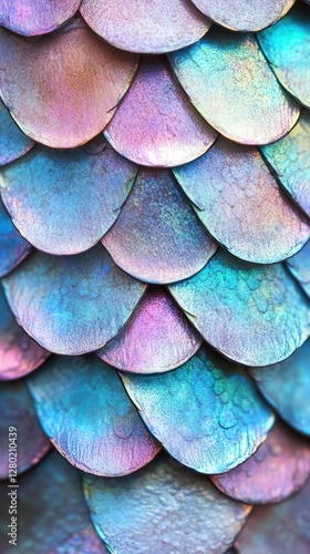 Wallpaper Mural Iridescent Scales: A Close-Up of Shimmering, Multicolored Scales Torontodigital.ca